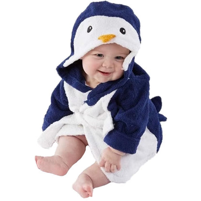 Cozy Cartoon Hooded Bathrobe for Baby Boys and Girls - Ultra Absorbent Towel Robe for Infants and Toddlers