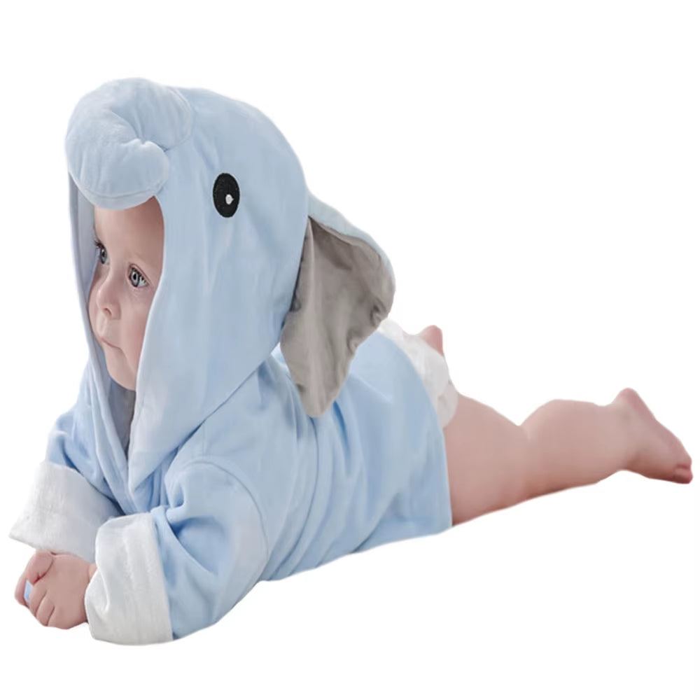 Cozy Cartoon Hooded Bathrobe for Baby Boys and Girls - Ultra Absorbent Towel Robe for Infants and Toddlers