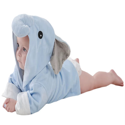 Cozy Cartoon Hooded Bathrobe for Baby Boys and Girls - Ultra Absorbent Towel Robe for Infants and Toddlers