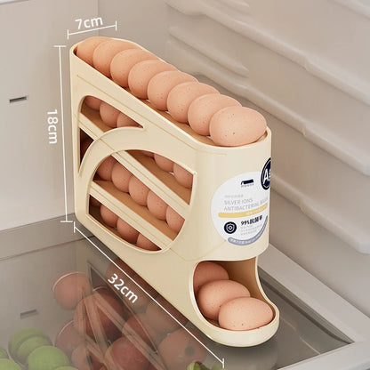 Revolutionize Your Kitchen with the 4-Tier Automatic Egg Rack - Effortless Egg Storage & Dispensing!