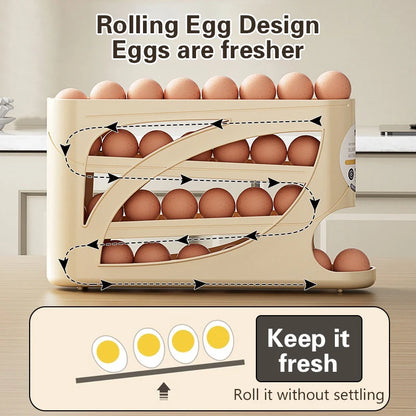 Revolutionize Your Kitchen with the 4-Tier Automatic Egg Rack - Effortless Egg Storage & Dispensing!