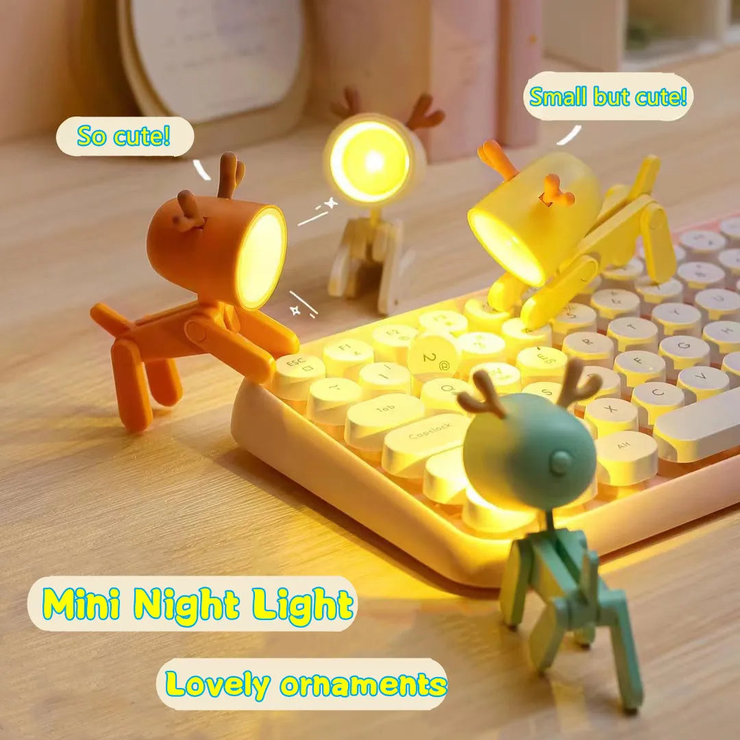Adorable LED Night Light - Mini Folding Desk Lamp in Cute Animal Designs for Cozy Home Decor and Perfect Gift