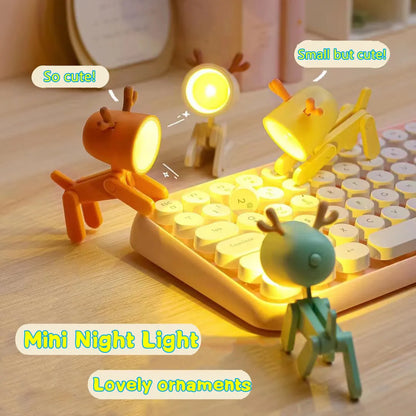 Adorable LED Night Light - Mini Folding Desk Lamp in Cute Animal Designs for Cozy Home Decor and Perfect Gift