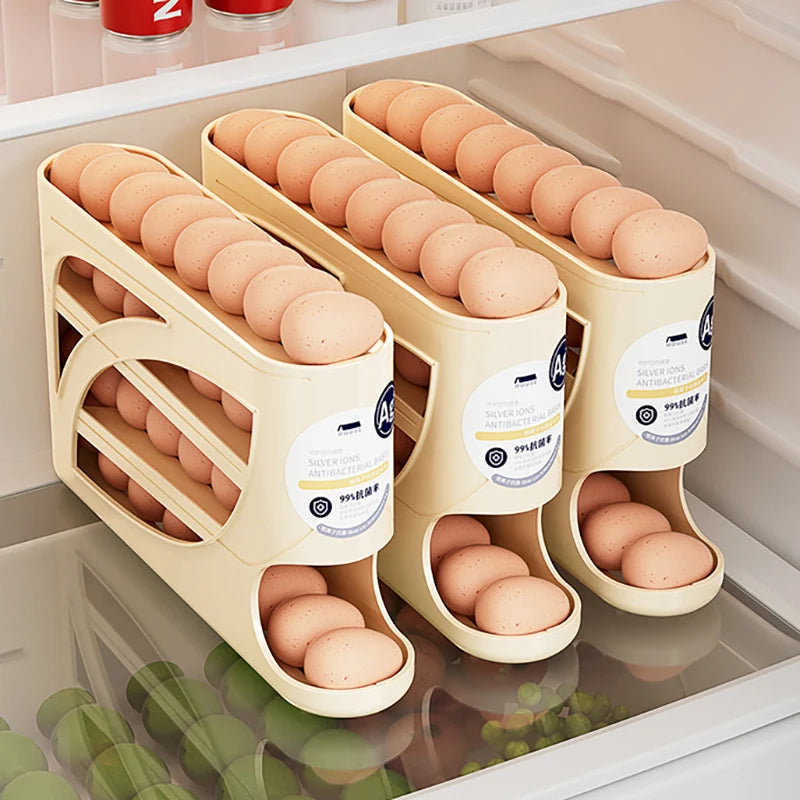 Revolutionize Your Kitchen with the 4-Tier Automatic Egg Rack - Effortless Egg Storage & Dispensing!