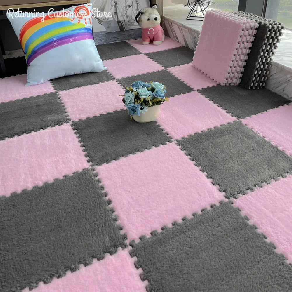 Cozy 30x30CM Soft Plush Rug for Kids - Versatile Play Mat & Puzzle Carpet for Bedrooms and Play Areas