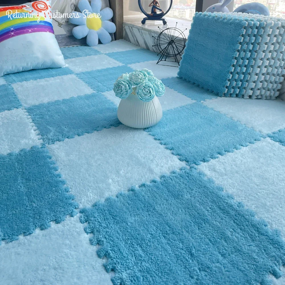 Cozy 30x30CM Soft Plush Rug for Kids - Versatile Play Mat & Puzzle Carpet for Bedrooms and Play Areas