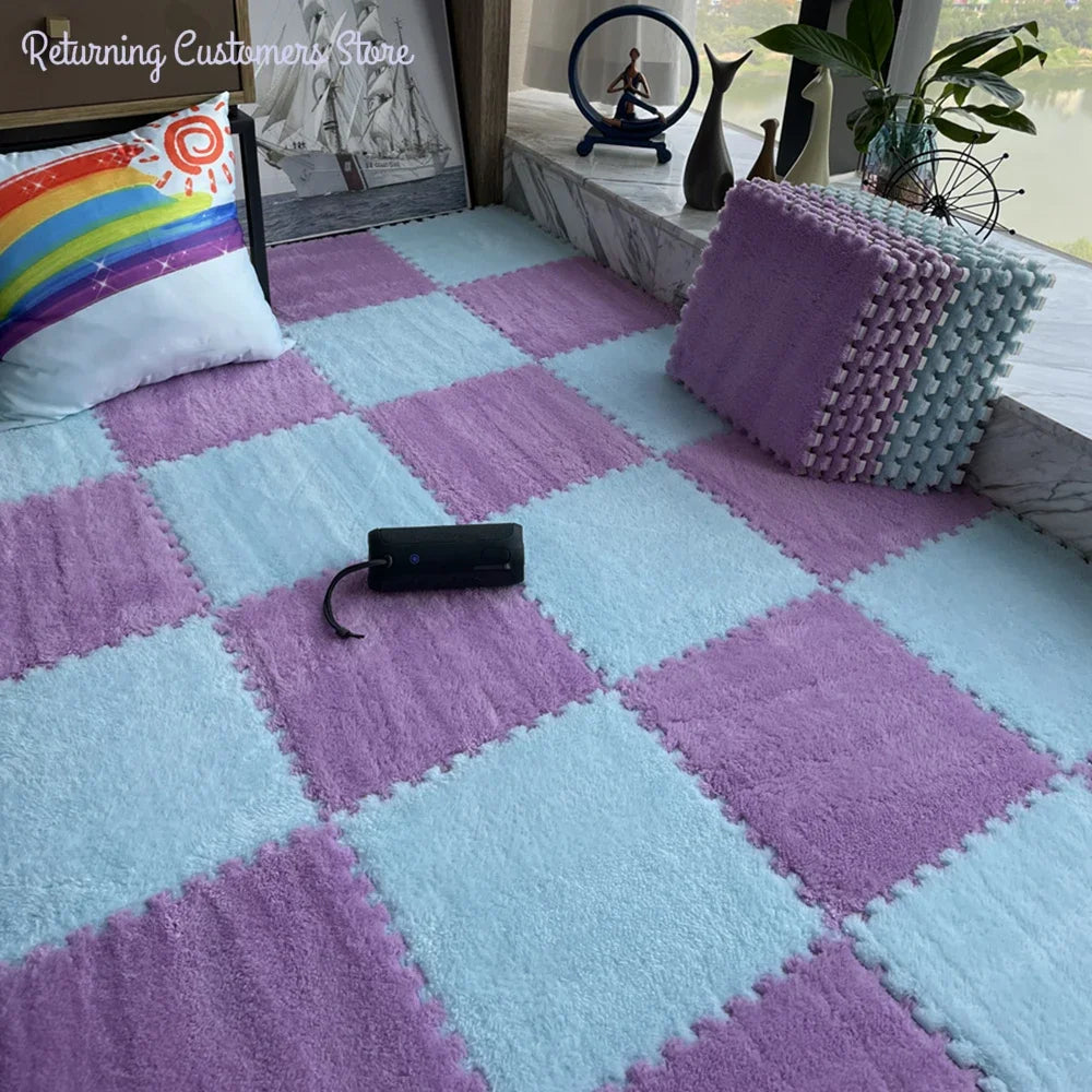 Cozy 30x30CM Soft Plush Rug for Kids - Versatile Play Mat & Puzzle Carpet for Bedrooms and Play Areas