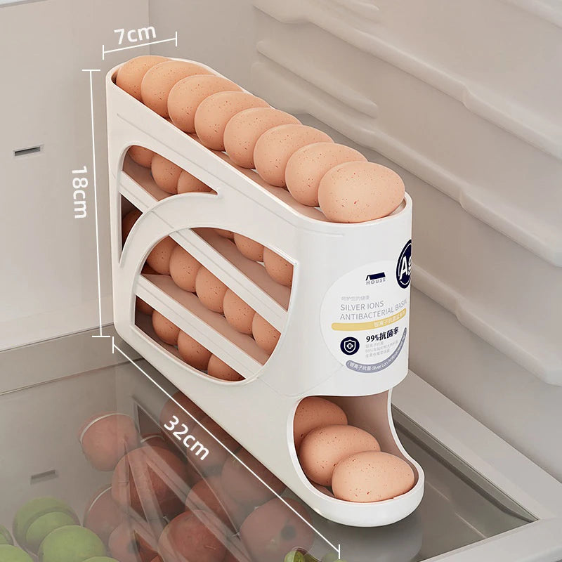 Revolutionize Your Kitchen with the 4-Tier Automatic Egg Rack - Effortless Egg Storage & Dispensing!