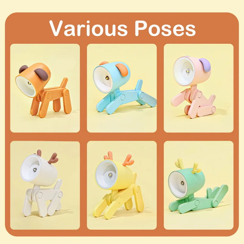 Adorable LED Night Light - Mini Folding Desk Lamp in Cute Animal Designs for Cozy Home Decor and Perfect Gift