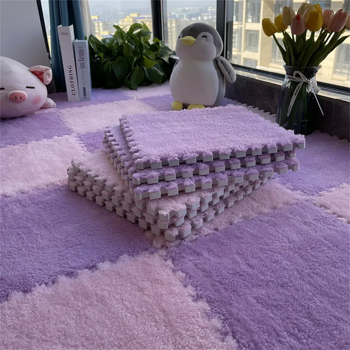 Cozy 30x30CM Soft Plush Rug for Kids - Versatile Play Mat & Puzzle Carpet for Bedrooms and Play Areas