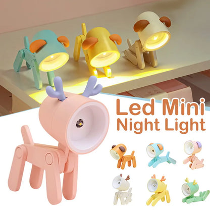 Adorable LED Night Light - Mini Folding Desk Lamp in Cute Animal Designs for Cozy Home Decor and Perfect Gift