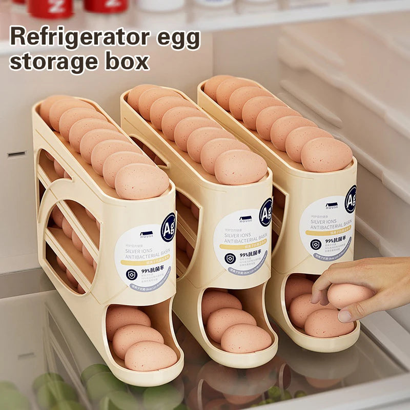 Revolutionize Your Kitchen with the 4-Tier Automatic Egg Rack - Effortless Egg Storage & Dispensing!