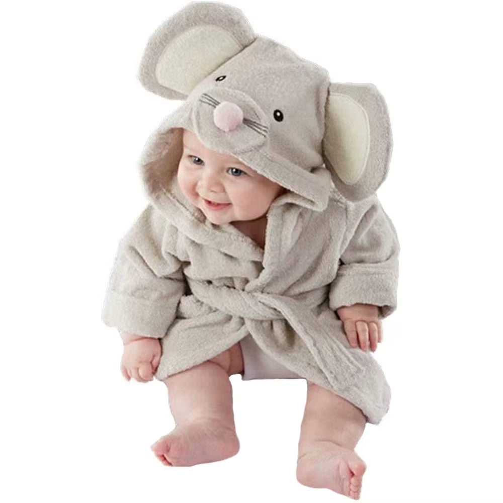 Cozy Cartoon Hooded Bathrobe for Baby Boys and Girls - Ultra Absorbent Towel Robe for Infants and Toddlers